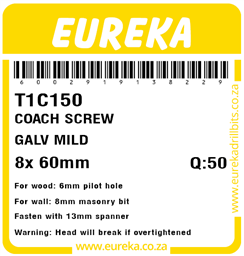 T1C150 - Coach Screw -T1C150_Label_T